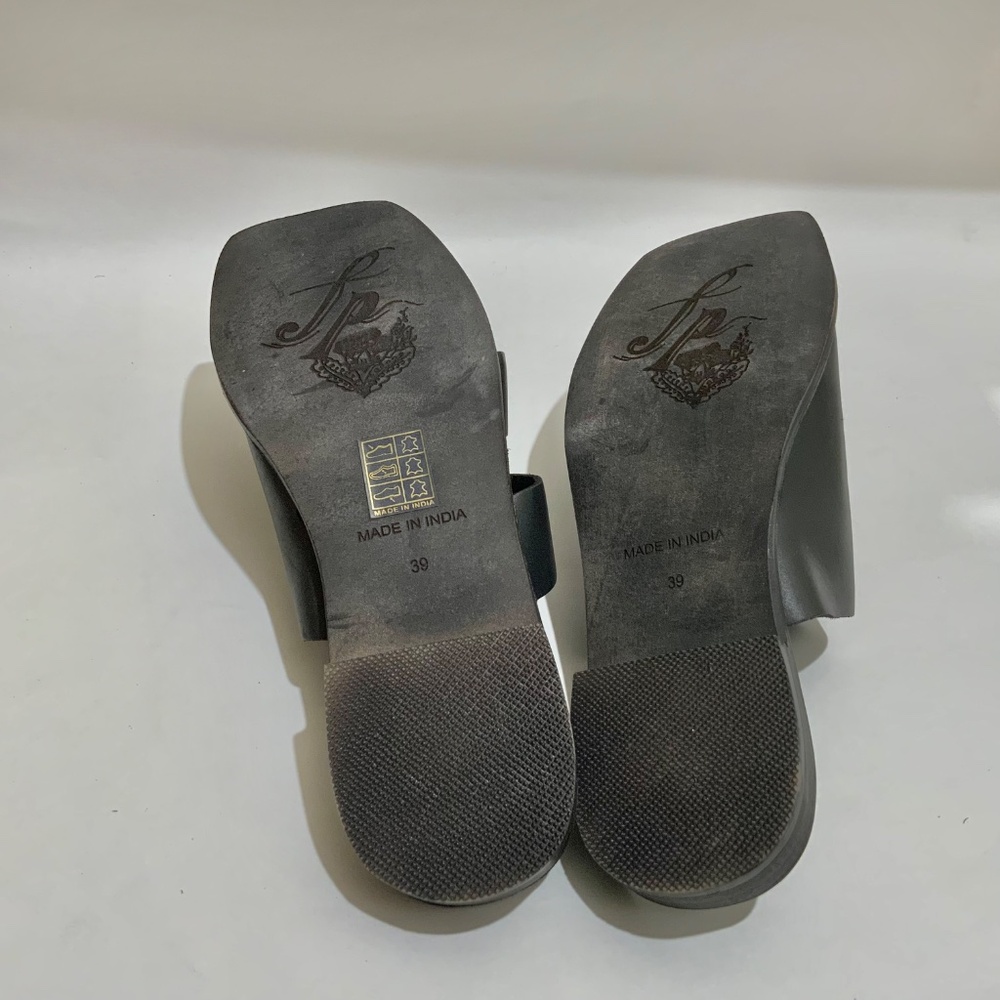 Free People Lander Black Leather Slide Sandal Slip On Flat Mules Summer Shoes 39 - Picture 6 of 9